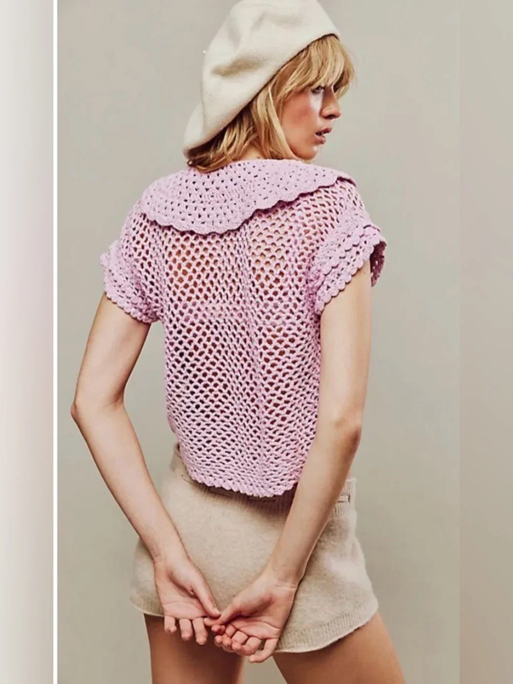 Free People Lily Crochet Top in Candy Lilac, size Small, NWT - Picture 3 of 9